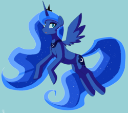 Size: 1050x923 | Tagged: safe, artist:sallymon, princess luna, pony, g4, female, flying, simple background, solo