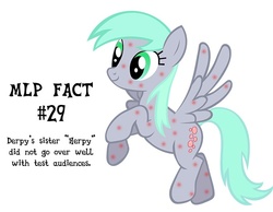 Size: 660x511 | Tagged: safe, derpy hooves, pegasus, pony, g4, fact, female, herpes, herpy, herpy hooves, mare, rearing, sexually transmitted disease, simple background, smiling, solo, spread wings, text, white background, wings