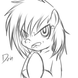 Size: 500x500 | Tagged: safe, artist:sagasshi, oc, oc only, oc:extradan pony, pony, fanart, grayscale, monochrome, ponified, solo