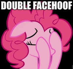 Size: 300x284 | Tagged: safe, pinkie pie, g4, facehoof, image macro, reaction image
