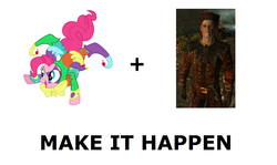 Size: 1337x796 | Tagged: safe, pinkie pie, g4, all caps, exploitable meme, jester, jester pie, make it happen, meme, meta, skyrim, the elder scrolls