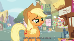 Size: 638x355 | Tagged: safe, screencap, applejack, g4, wonderbolts academy, youtube caption