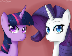 Size: 900x698 | Tagged: safe, artist:mistchasers, rarity, twilight sparkle, g4