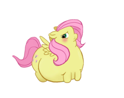 Size: 1280x1013 | Tagged: safe, artist:featherhead, edit, fluttershy, pegasus, pony, g4, background removed, belly, blushing, cute, daaaaaaaaaaaw, fat, fattershy, female, hnnng, mare, obese, simple background, transparent background