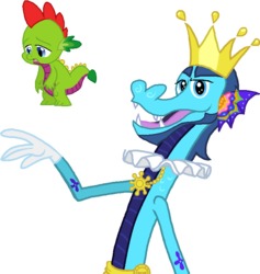 Size: 697x734 | Tagged: safe, artist:starryoak, spike, steven magnet, dragon, g4, crossover, dragonified, katamari damacy, king of all cosmos, prince of all cosmos, simple background, transparent background