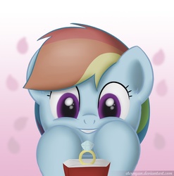 Size: 974x986 | Tagged: safe, artist:eternyan, rainbow dash, g4, marriage proposal, ring