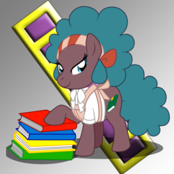 Size: 800x800 | Tagged: safe, artist:perfectpinkwater, earth pony, pony, book, female, lenora, mare, pokémon, ponified