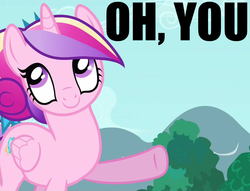 Size: 940x720 | Tagged: safe, princess cadance, g4, caption, image macro, oh you, reaction image, younger
