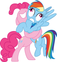 Size: 6500x7047 | Tagged: safe, artist:groxy-cyber-soul, pinkie pie, rainbow dash, g4, wonderbolts academy, absurd resolution, bloodshot eyes, bone-crushing snuggles, butt, female, hug, lesbian, plot, ship:pinkiedash, shipping, simple background, transparent background, vector, vein