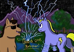 Size: 610x427 | Tagged: safe, butt, cole macgrath, infamous, lightning, plot, ponified, zeke dunbar