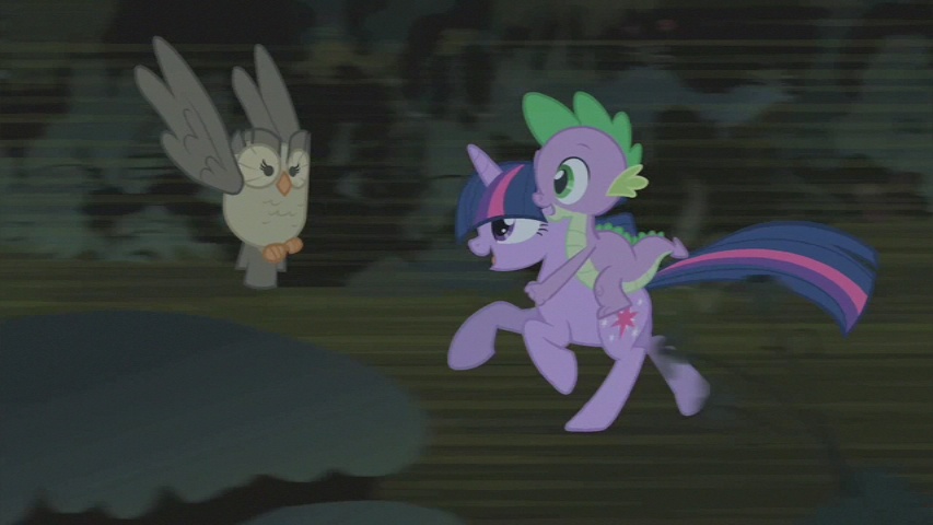 #182111 - safe, screencap, owlowiscious, spike, twilight sparkle, bird