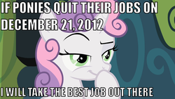 Size: 640x360 | Tagged: safe, edit, edited screencap, screencap, sweetie belle, g4, dialogue, female, filly, image macro, text