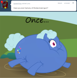 Size: 500x505 | Tagged: safe, oc, oc:bubblegum pop, ask, balloon, blueberry, inflation, tumblr