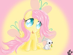 Size: 1600x1200 | Tagged: safe, artist:kinkyspree, angel bunny, fluttershy, pegasus, pony, g4