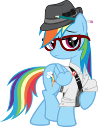 Size: 3074x3973 | Tagged: safe, artist:crimsonlynx97, rainbow dash, pegasus, pony, g4, clothes, female, glasses, hat, hipster, mare, rainbow dork, simple background, solo, transparent background