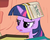 Size: 626x501 | Tagged: safe, edit, edited screencap, screencap, twilight sparkle, g4, book, economics, friedrich hayek, golden oaks library, milton friedman, the road to serfdom