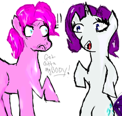 Size: 1000x950 | Tagged: artist needed, safe, pinkie pie, rarity, g4, 30 minute art challenge, body swap