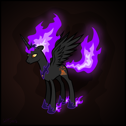 Size: 800x800 | Tagged: safe, artist:starlight-gaze, oc, oc only, alicorn, pony, alicorn oc, antagonist, fire, oc villain