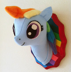 Size: 478x484 | Tagged: safe, artist:misfitmenagerie, rainbow dash, pony, g4, etsy, irl, mounted head, photo, plushie, solo, trophy