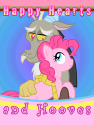 Size: 768x1024 | Tagged: safe, artist:ludiculouspegasus, discord, pinkie pie, g4, female, hearts and hooves day, male, ship:discopie, shipping, straight, valentine
