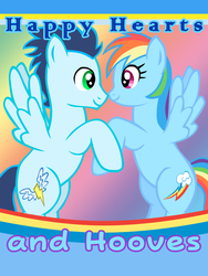 Size: 768x1024 | Tagged: safe, artist:ludiculouspegasus, rainbow dash, soarin', g4, female, hearts and hooves day, male, ship:soarindash, shipping, straight, valentine