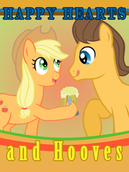 Size: 768x1024 | Tagged: safe, artist:ludiculouspegasus, applejack, caramel, g4, female, hearts and hooves day, male, ship:carajack, shipping, straight, valentine