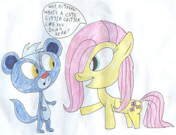 Size: 900x691 | Tagged: safe, artist:sithvampiremaster27, fluttershy, mongoose, g4, crossover, littlest pet shop, sunil nevla