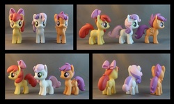 Size: 900x541 | Tagged: safe, artist:krowzivitch, apple bloom, scootaloo, sweetie belle, earth pony, pony, g4, customized toy, cutie mark crusaders, irl, photo, sculpture, toy