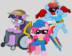 Size: 803x626 | Tagged: safe, artist:death-driver-5000, pinkie pie, rainbow dash, twilight sparkle, g4, bentley, crossover, murray, sly cooper, the cooper gang