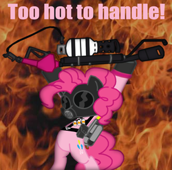 Size: 756x745 | Tagged: safe, artist:death-driver-5000, pinkie pie, g4, crossover, pyro (tf2), team fortress 2