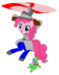 Size: 702x882 | Tagged: safe, artist:death-driver-5000, gummy, pinkie pie, alligator, earth pony, pony, g4, crossover, inspector gadget