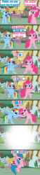 Size: 576x2520 | Tagged: safe, artist:death-driver-5000, firefly, pinkie pie, rainbow dash, g1, g4, bipedal, comic, fusion, fusion dance, g1 to g4, generation leap