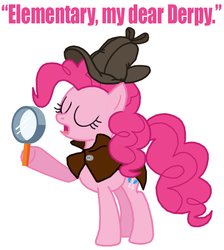 Size: 612x684 | Tagged: safe, artist:death-driver-5000, pinkie pie, g4, deerstalker, detective, hat, magnifying glass, sherlock holmes, sherlock pie