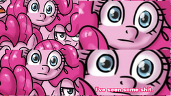 Size: 857x484 | Tagged: safe, artist:johnjoseco, pinkie pie, g4, too many pinkie pies, clone, i've seen some shit, pinkie clone, thousand yard stare