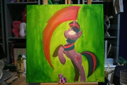 Size: 3456x2304 | Tagged: safe, artist:fiddlearts, twilight sparkle, pony, g4, action pose, blind bag, canvas, female, magic, painting, solo, toy, traditional art