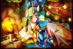 Size: 3000x2000 | Tagged: safe, artist:dishwasher1910, princess celestia, princess luna, g4, christmas, sleeping