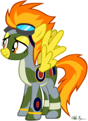 Size: 1389x1897 | Tagged: safe, artist:viktornewman, spitfire, pegasus, pony, g4, camouflage, clothes, female, flight suit, namesake, show accurate, simple background, skintight clothes, solo, supermarine spitfire