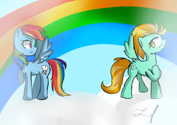 Size: 3507x2480 | Tagged: dead source, safe, artist:shizuka111, lightning dust, rainbow dash, g4, wonderbolts academy, rainbow