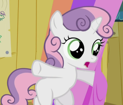 Size: 820x702 | Tagged: safe, sweetie belle, pony, unicorn, g4, curtains, female, filly