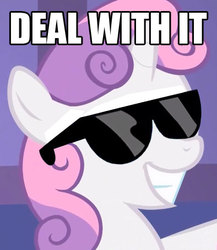 Size: 394x453 | Tagged: safe, sweetie belle, g4, deal with it, sunglasses, swag