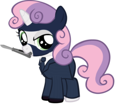 Size: 969x825 | Tagged: safe, sweetie belle, pony, g4, cosplay, crossover, female, simple background, solo, spy, spy (tf2), sweetie spy, team fortress 2, transparent background, vector