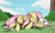 Size: 2835x1704 | Tagged: safe, artist:quiell, angel bunny, fluttershy, pegasus, pony, g4, eyes closed, female, mare