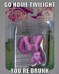 Size: 462x587 | Tagged: safe, twilight sparkle, pony, g4, blind bag, drunk, go home you're drunk, image macro, irl, packaging error, photo, toy