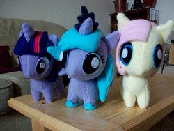 Size: 900x675 | Tagged: safe, artist:happybunny86, fluttershy, princess luna, twilight sparkle, pony, g4, irl, photo, plushie