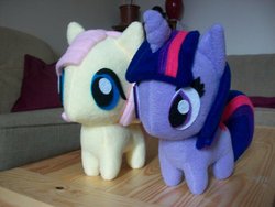 Size: 900x675 | Tagged: safe, artist:happybunny86, fluttershy, twilight sparkle, pony, g4, irl, photo, plushie