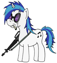 Size: 818x900 | Tagged: safe, dj pon-3, vinyl scratch, pony, unicorn, g4, drugs, female, gun, horn, joint, mare, simple background, solo, transparent background