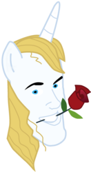 Size: 538x1019 | Tagged: safe, prince blueblood, g4, chintastic, male, meme, mouth hold, rose, simple background, solo, transparent background
