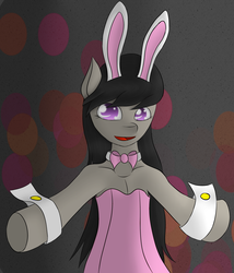 Size: 3000x3500 | Tagged: safe, artist:glittersonyourface, octavia melody, earth pony, semi-anthro, g4, bowtie, bunny ears, bunny suit, clothes, cufflinks, cuffs (clothes), female, leotard, playboy bunny, solo