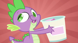 Size: 992x555 | Tagged: safe, artist:capnpea, edit, edited screencap, screencap, spike, dragon, g4, it's about time, derp, fimbriae, ice cream, male, solo