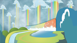 Size: 1920x1080 | Tagged: safe, artist:tviral, cloud, no pony, rainbow waterfall, scenery, wallpaper, waterfall, winsome falls